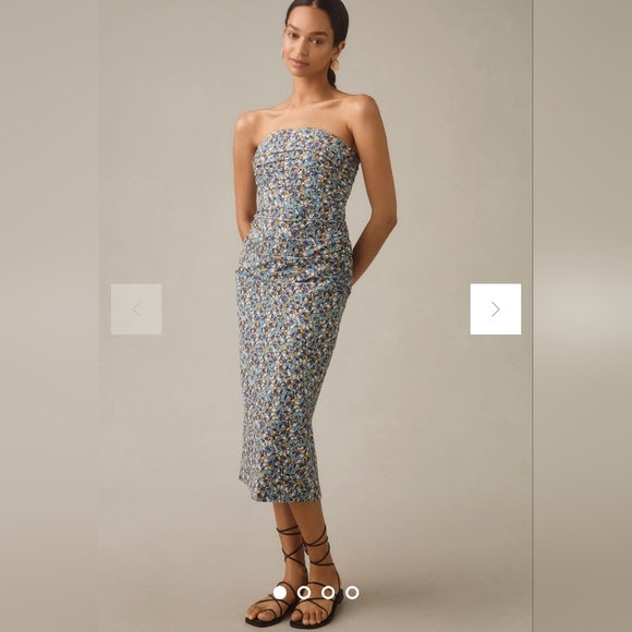 Anthropologie Floral Strapless Midi  Dress Bohemian Gardencore NEW - Picture 1 of 9